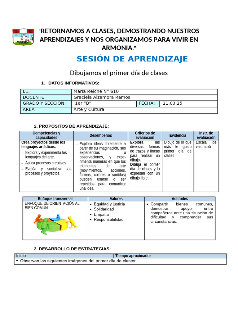 Dibujo Mi Primer Día de Clase 21.03...... | PDF | Evaluación | Dibujo
