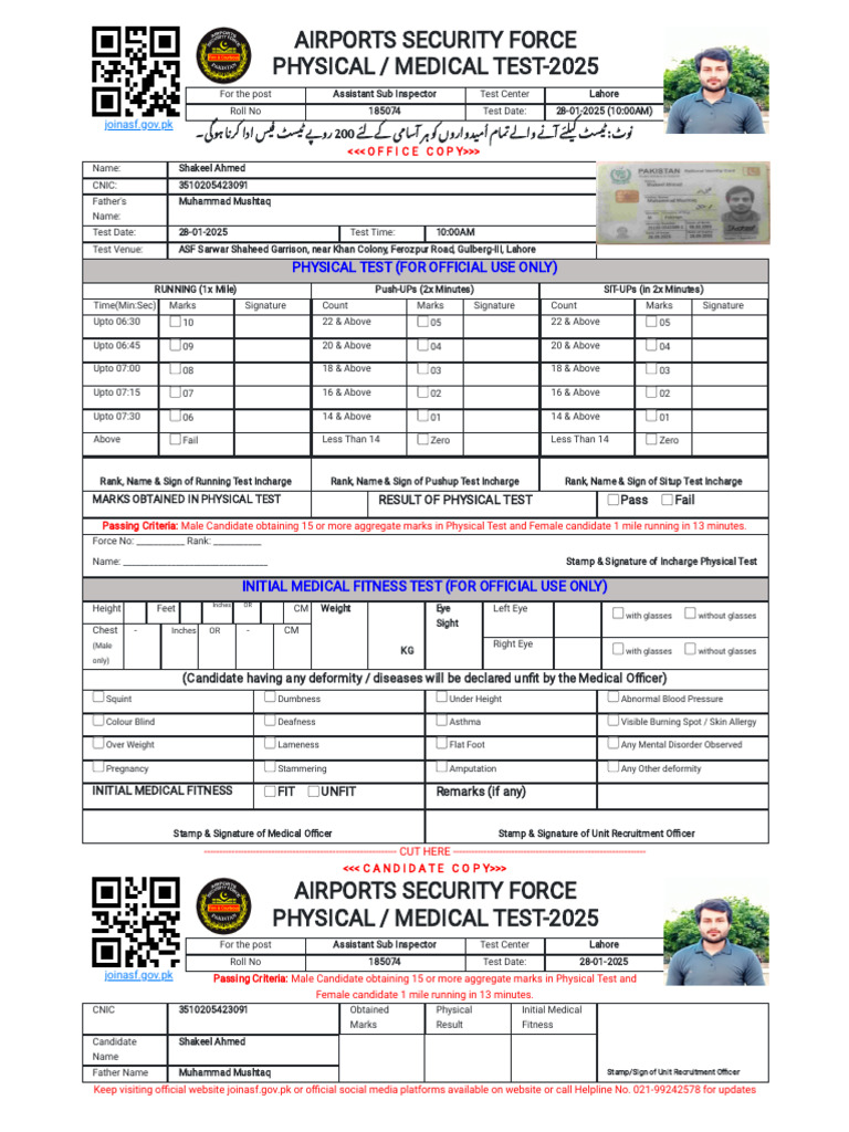 ASF Physical Test Guidelines 2025 | PDF | Human Diseases And Disorders ...
