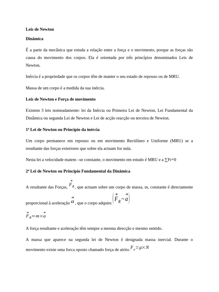 Leis de Newton e Dinâmica dos Movimentos | PDF | Leis do Movimento de ...