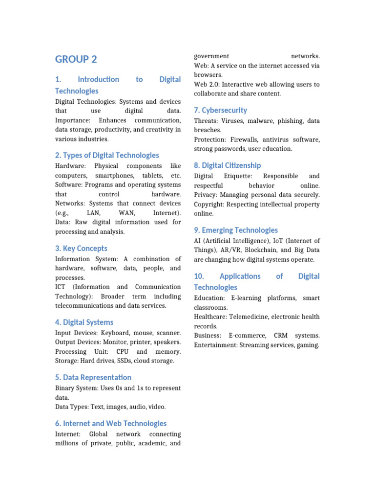 Overview of Digital Technologies | PDF | World Wide Web | Internet & Web