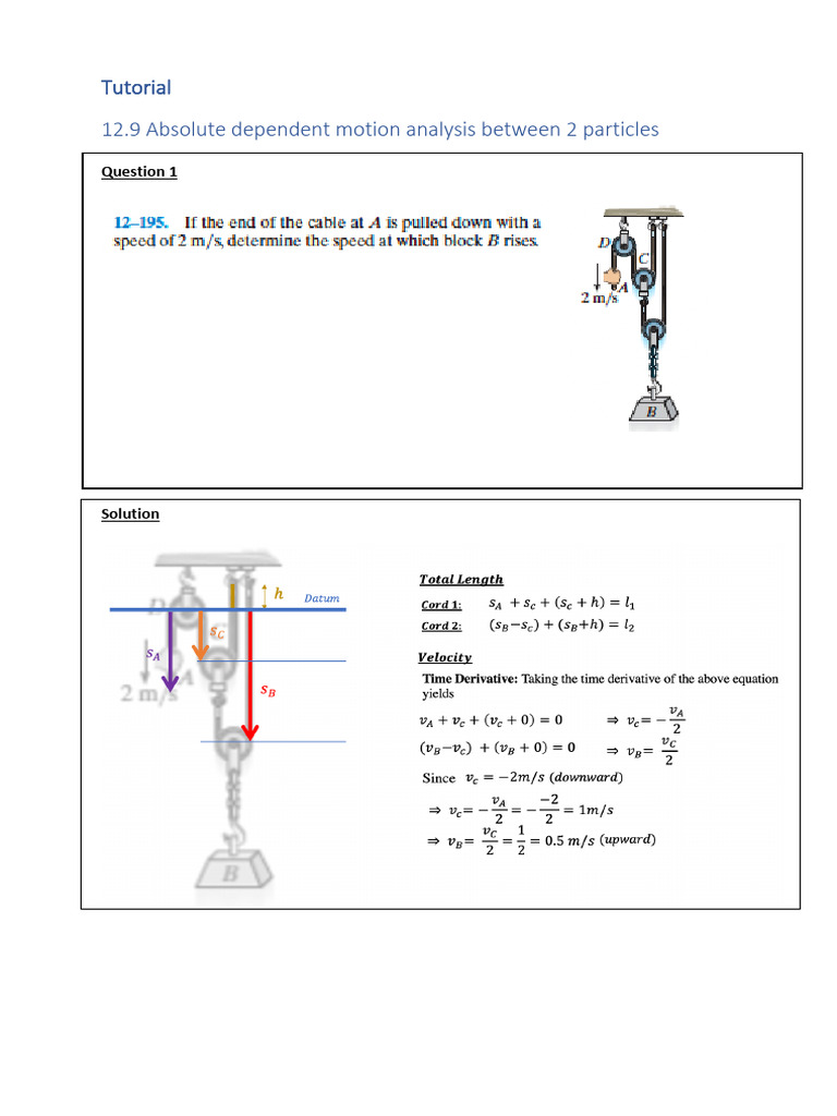 Motion Analysis of Two Particles | PDF | Acceleration | Velocity
