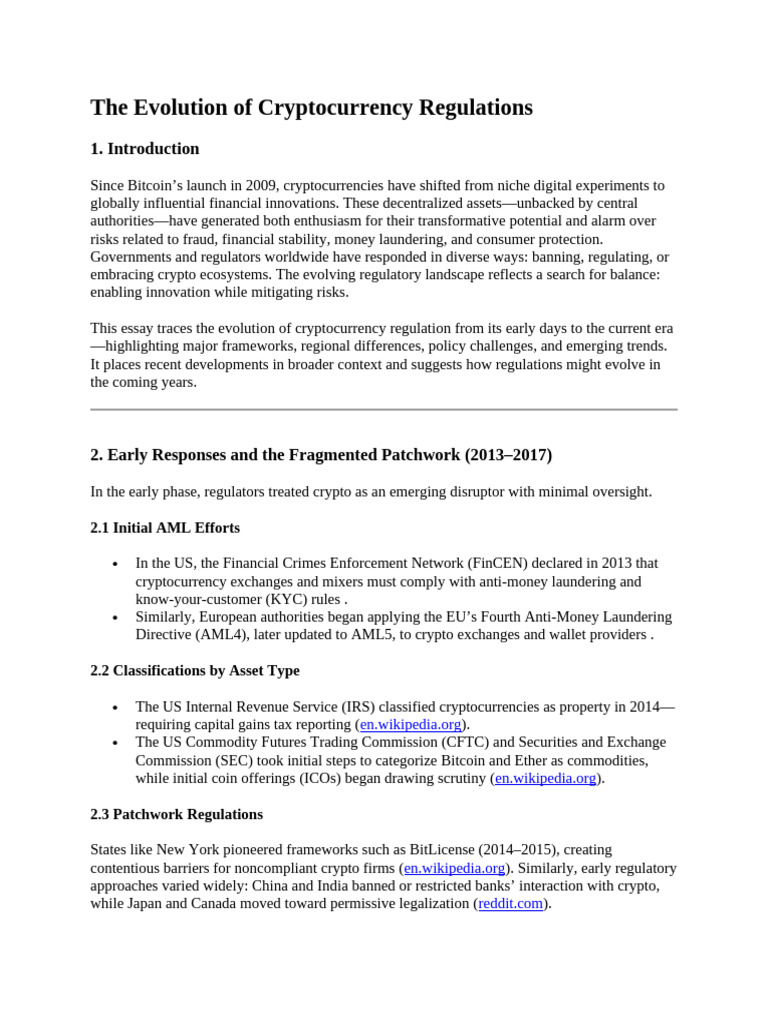 The Evolution of Cryptocurrency Regulations | PDF | Cryptocurrency | Money