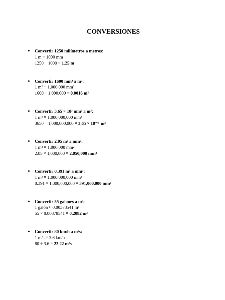 Guía de Conversiones de Unidades | PDF