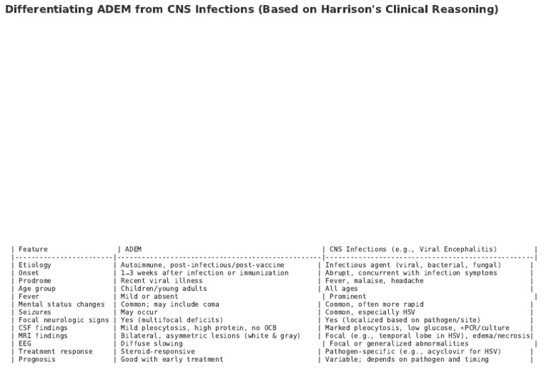 ADEM Vs CNS Infections Harrison Differential | PDF
