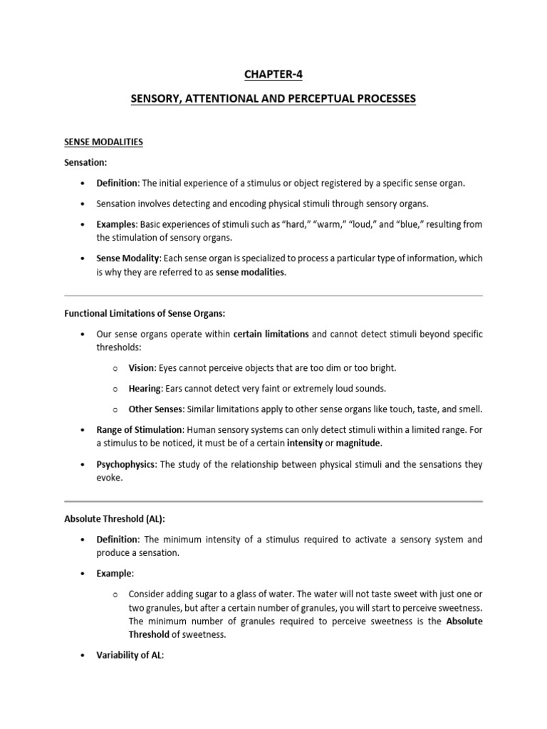 Sensory and Attentional Processes Explained | PDF | Senses | Perception