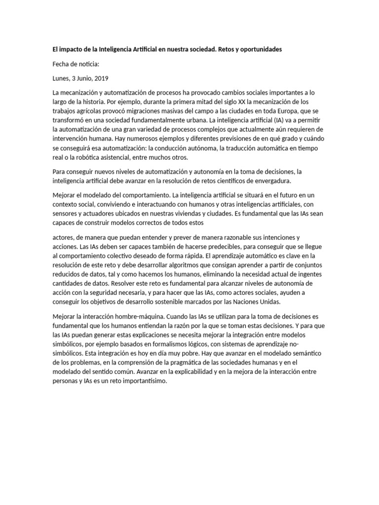 El Impacto de La Inteligencia Artificial | PDF | Inteligencia ...