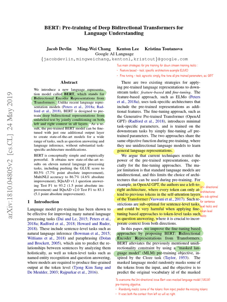 BERT: Bidirectional Language Model Insights | PDF | Machine Learning ...