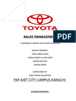 54758010 Toyota Pakistan Research Report on Sales Management