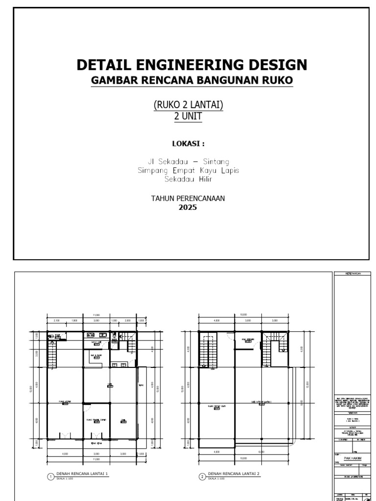 Rencana Detail Ruko 2 Lantai 2025 | PDF