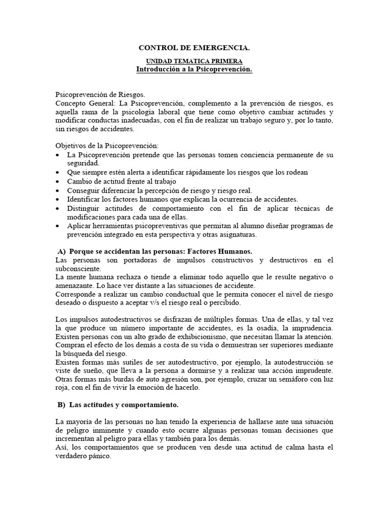 Manual GG - Ss. Control de Emergencia | PDF | Temor | Ansiedad