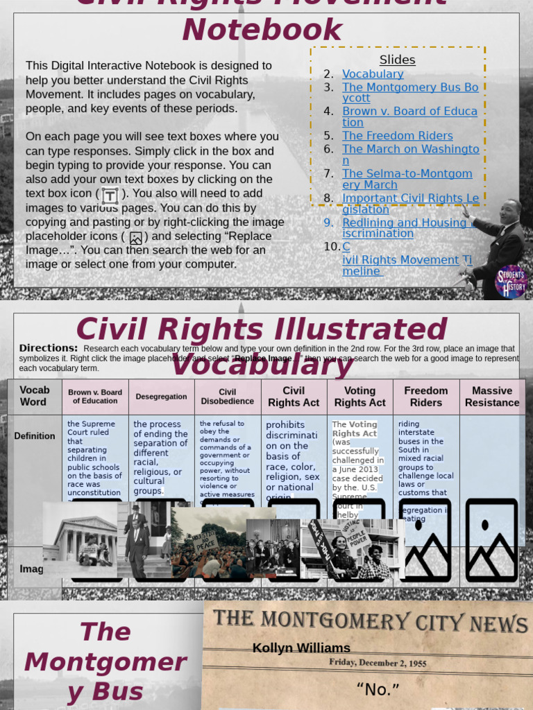 Civil Rights Movement Digital Notebook | PDF | March On Washington For ...