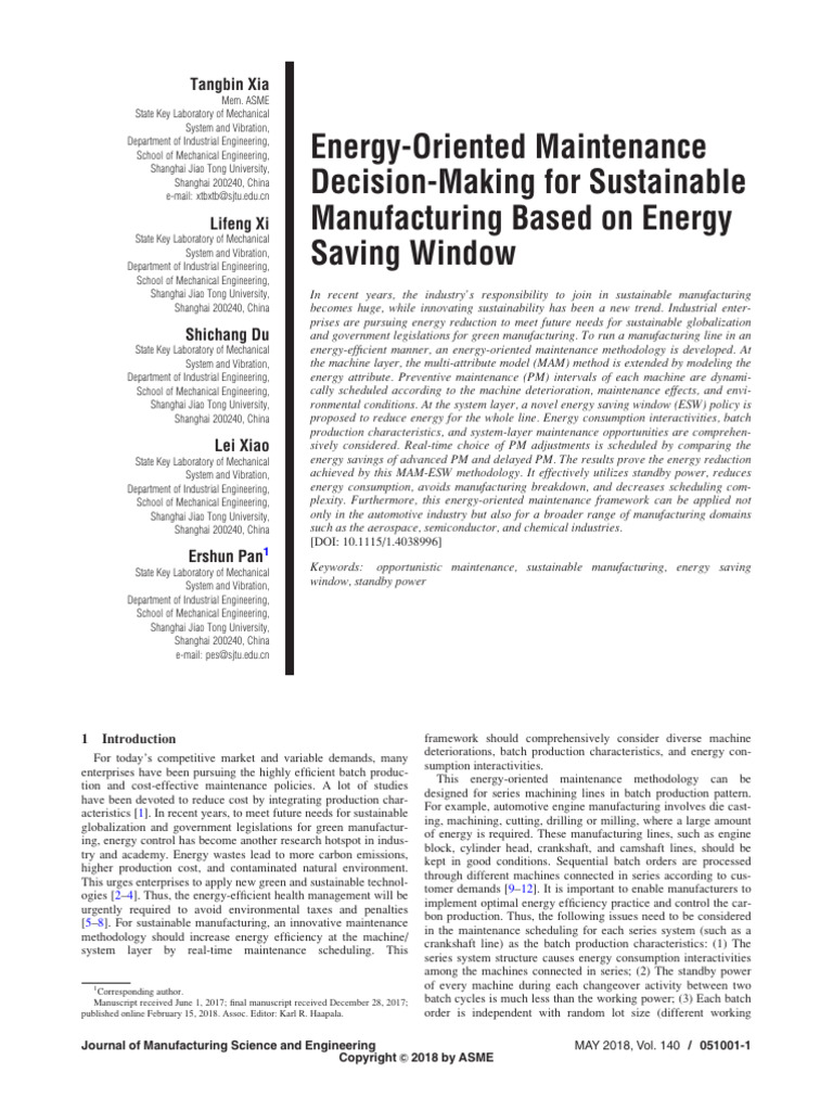 Energy-Efficient Maintenance for Manufacturing | PDF | Energy ...