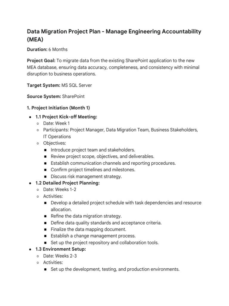 Data Migration Project Plan | PDF | Software Testing | Share Point