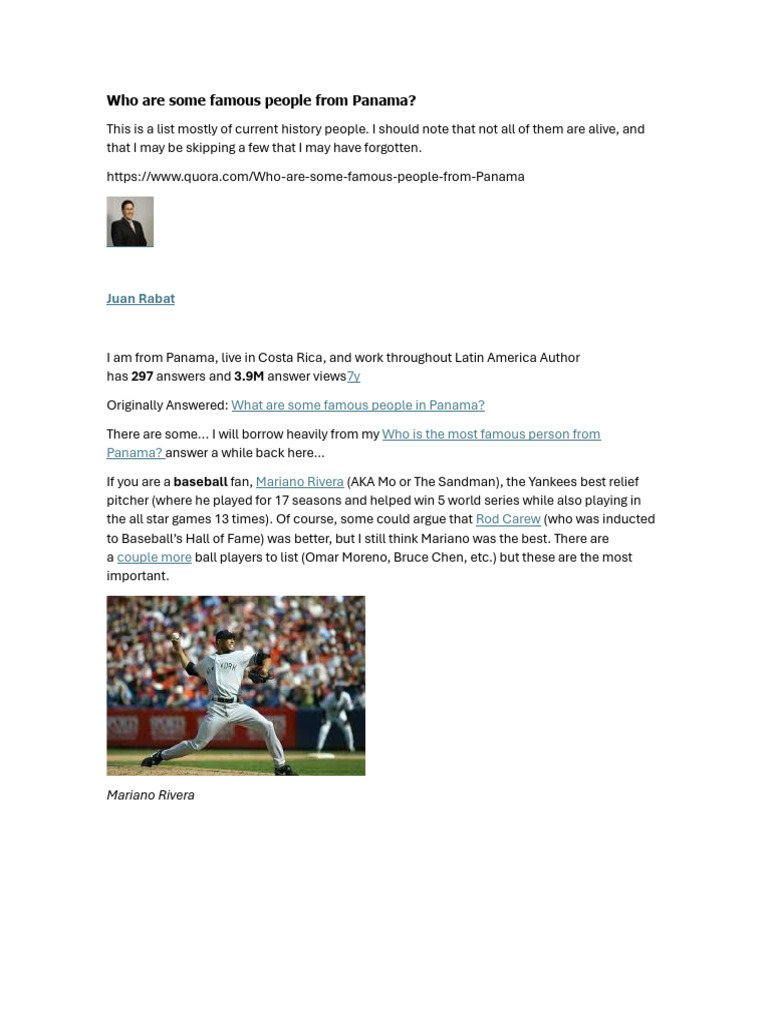 Famous People from Panama PDF