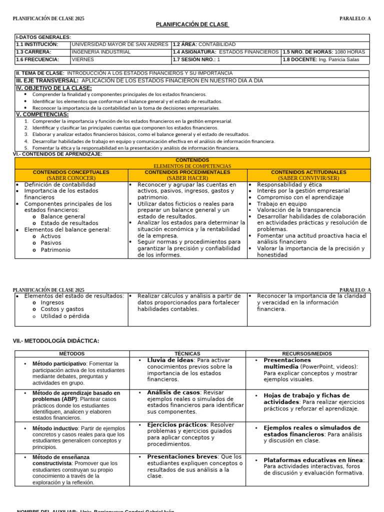 Trabajo Final Del Módulo de Didáctica Planificación de Clase | PDF ...