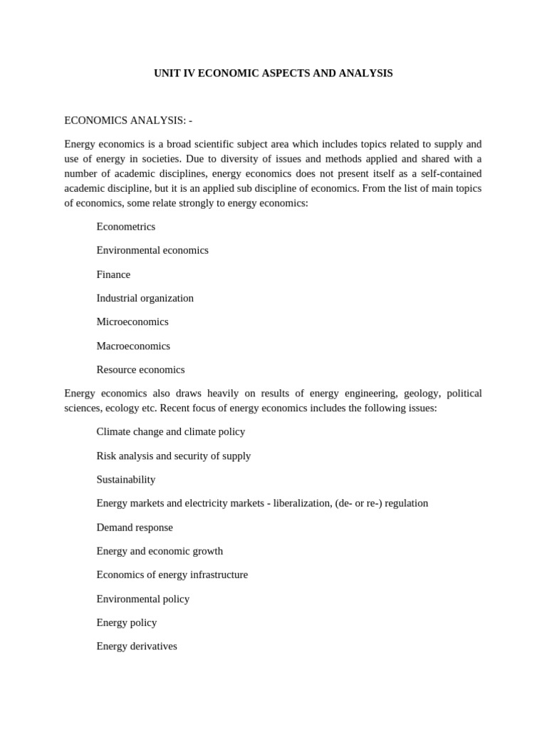 Economic Analysis in Energy Economics | PDF | Present Value | Return On ...