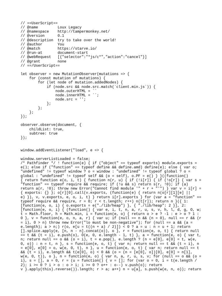Loux Legacy UserScript for Starve.io | PDF | Function (Mathematics ...