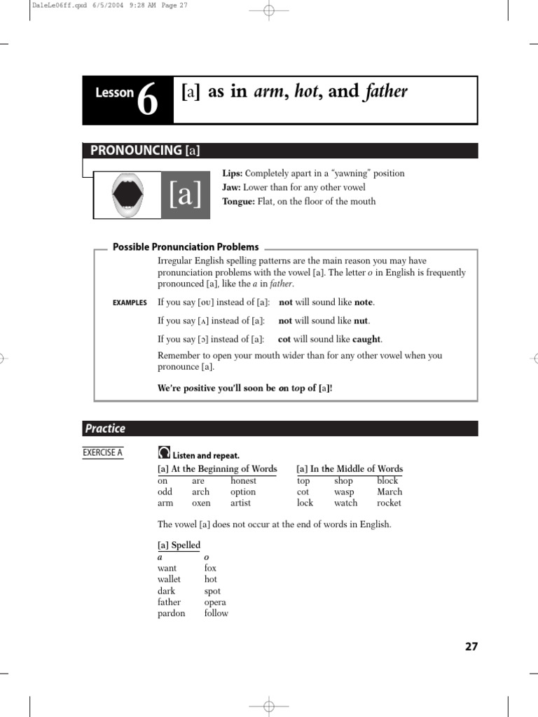 Mastering the Vowel Sound [a] | PDF | English Language | Vowel