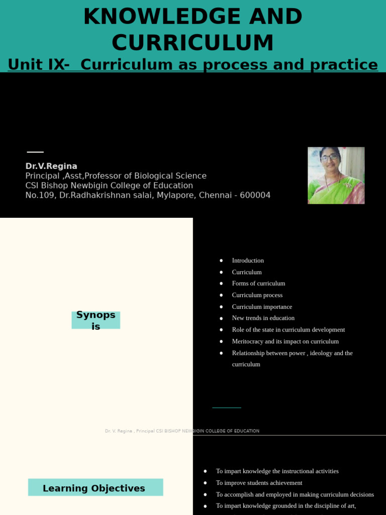 9 - KNOWLEDGE - AND - CURRICULUM - Unit IX - Curriculum As Process and ...