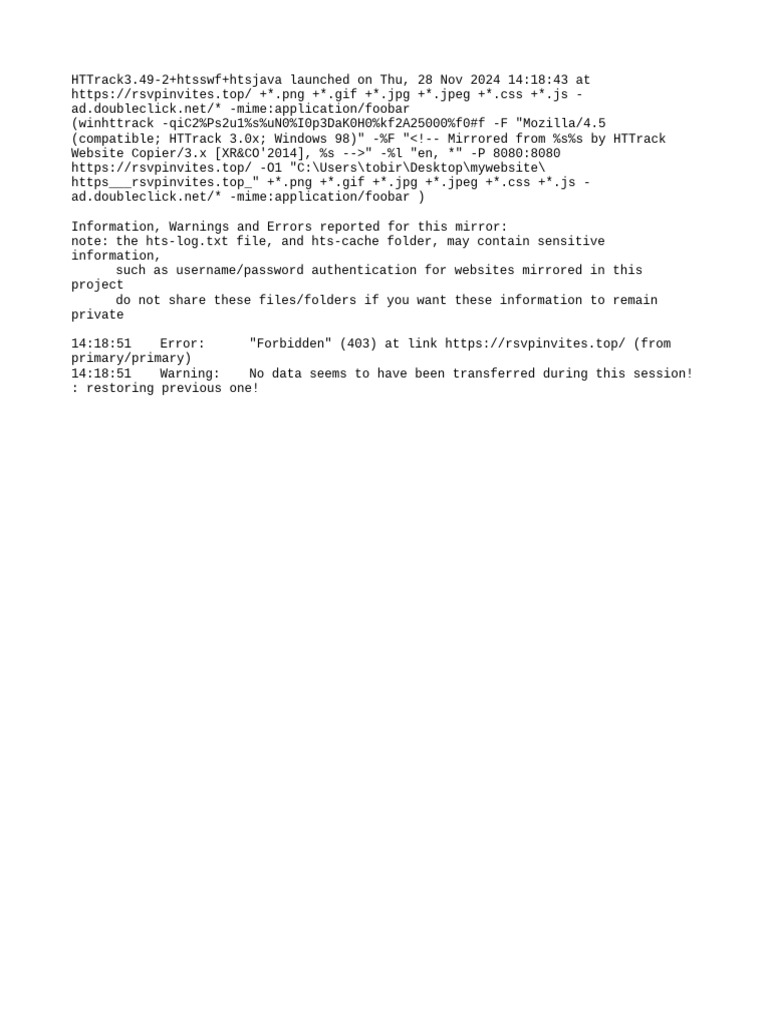 HTTrack Mirror Report for RSVPinvites | PDF