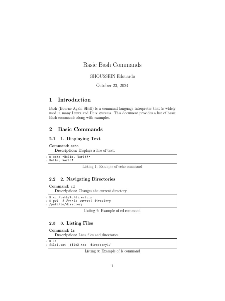 Essential Bash Commands Overview | PDF | Text File | Computer File