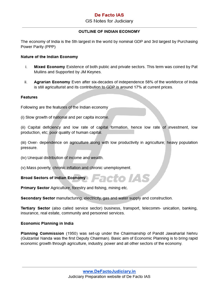 Overview of Indian Economy Features | PDF | Economy Of India | Economies