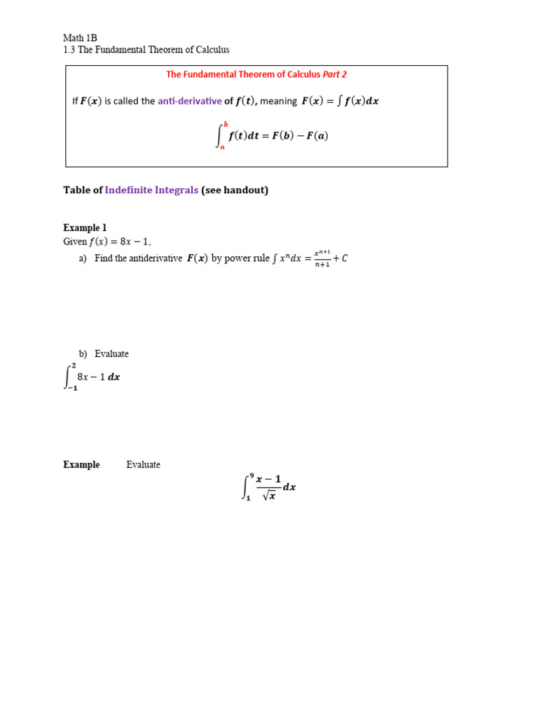 Understanding the Fundamental Theorem of Calculus | PDF