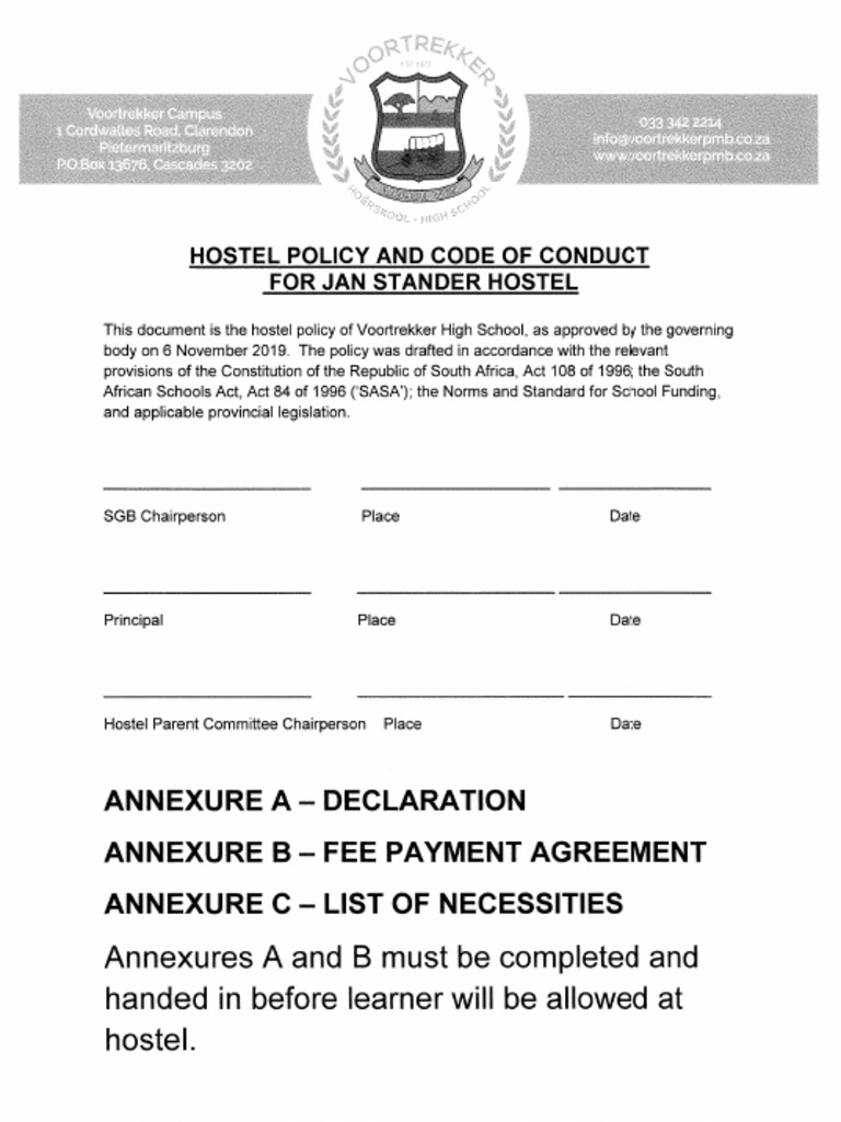 Boarding Policy Code of Conduct | PDF
