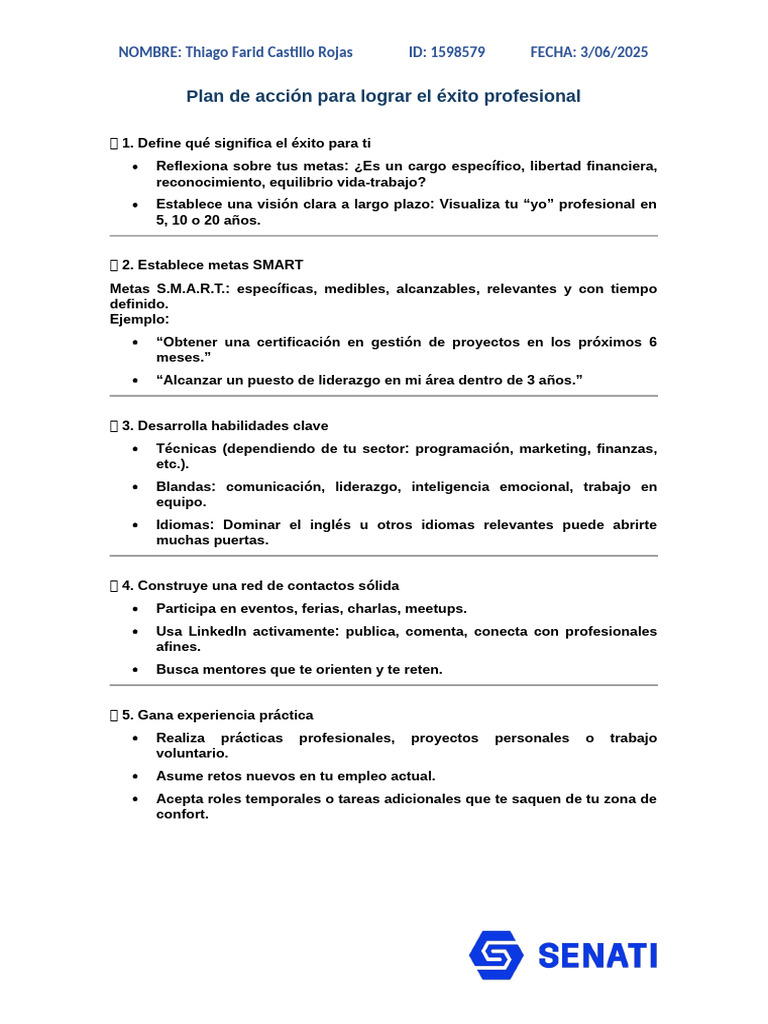 (Plan de Acción) Thiago Castillo Rojas | PDF