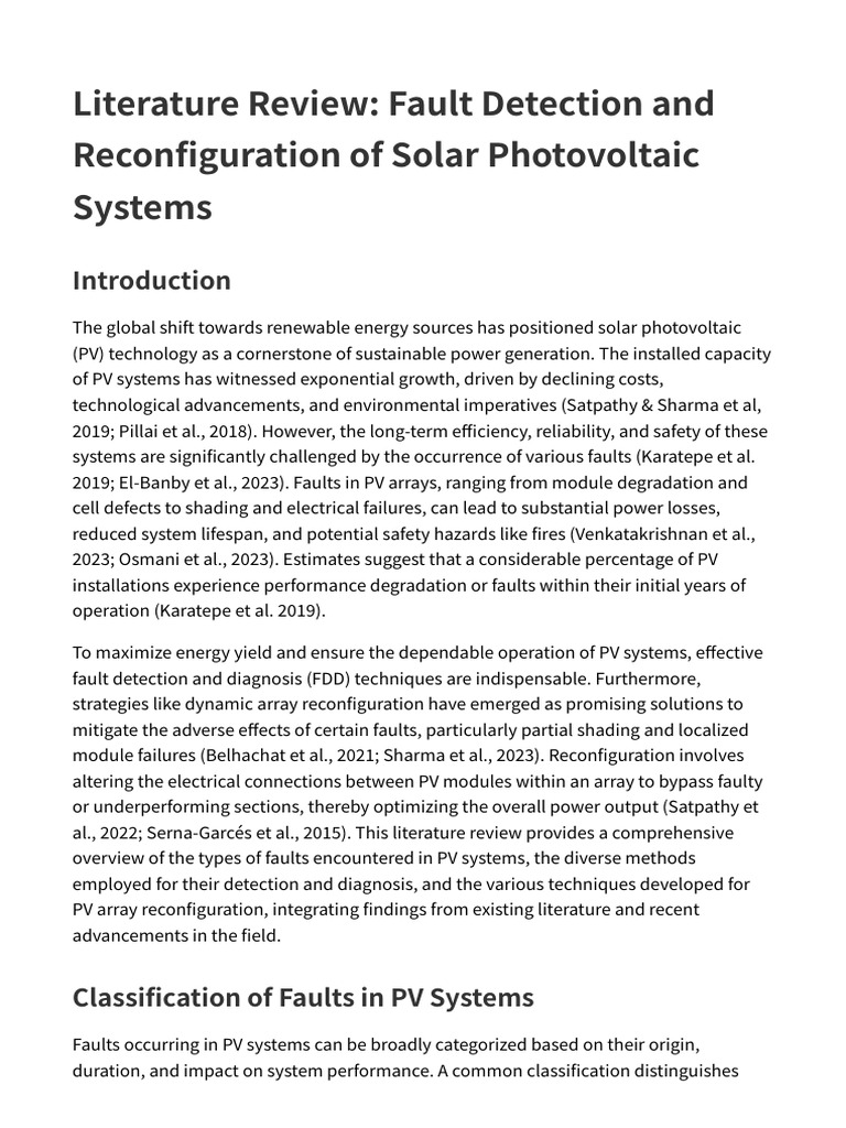 Literature Review Final | PDF | Photovoltaics | Photovoltaic System