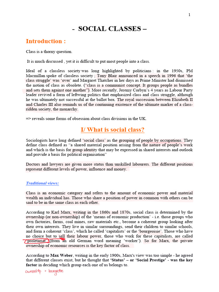 Theme 5 CM - Social Classes | PDF | Cost Of Living | Social Mobility
