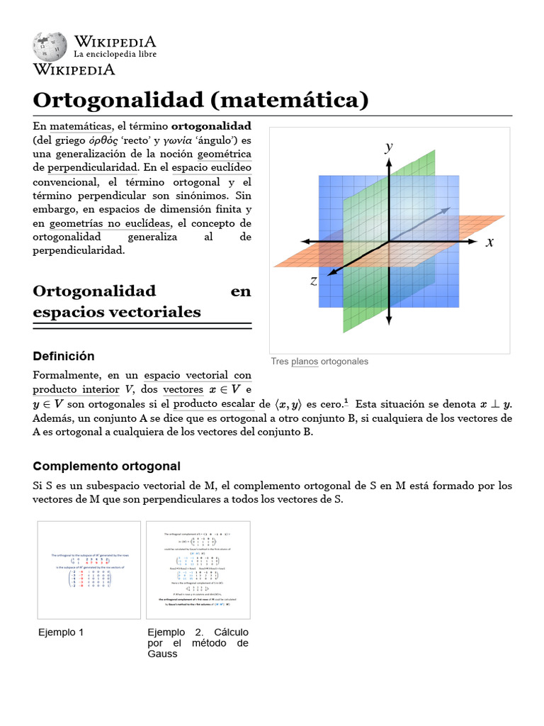 Ortogonalidad (Matemática) - Wikipedia, La Enciclopedia Libre | PDF ...