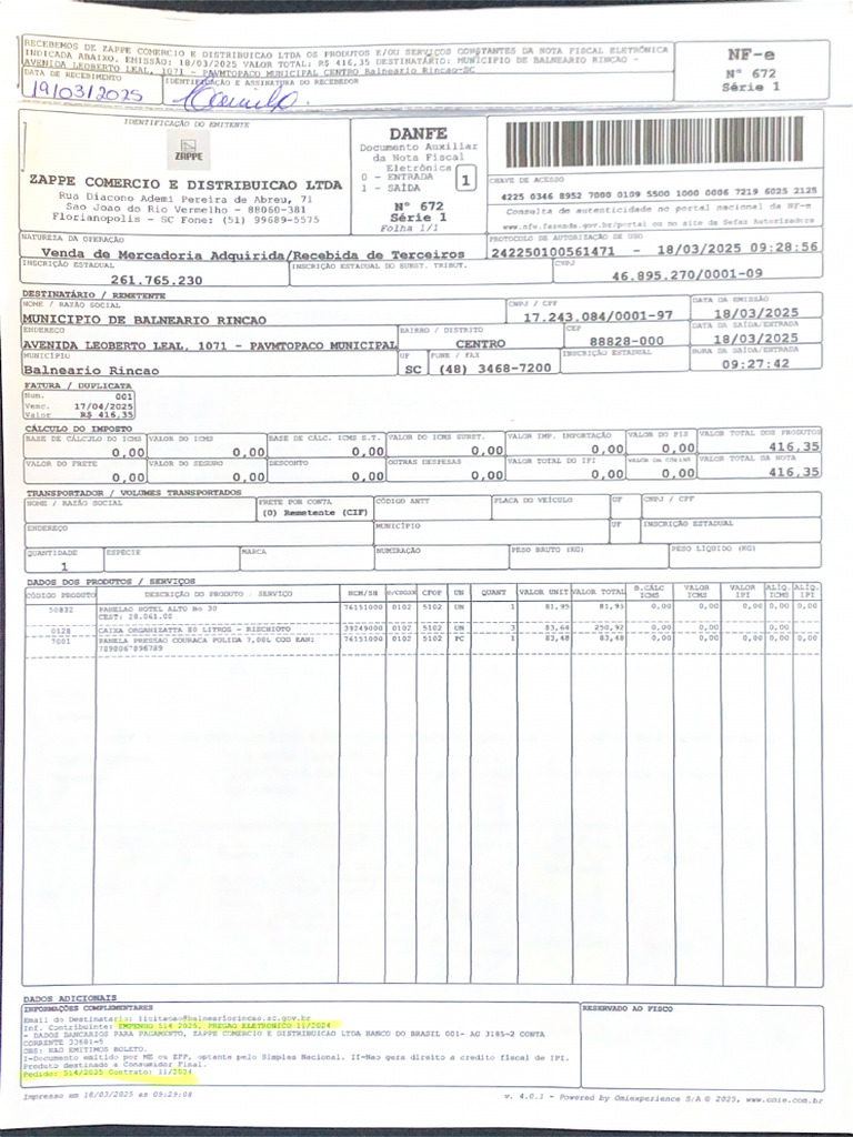 NF 672 e 673 | PDF