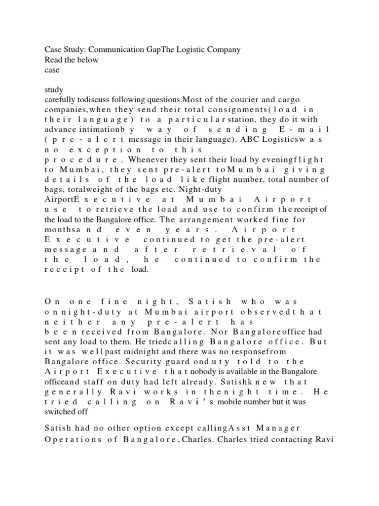 Case Study On Communication Gap | PDF | Violence | Transport