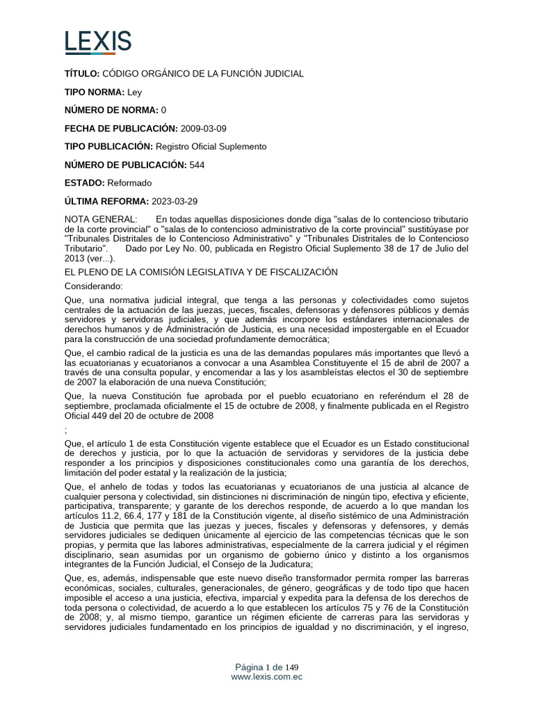 Código Orgánico de la Función Judicial | PDF | Judicaturas | Jurisdicción