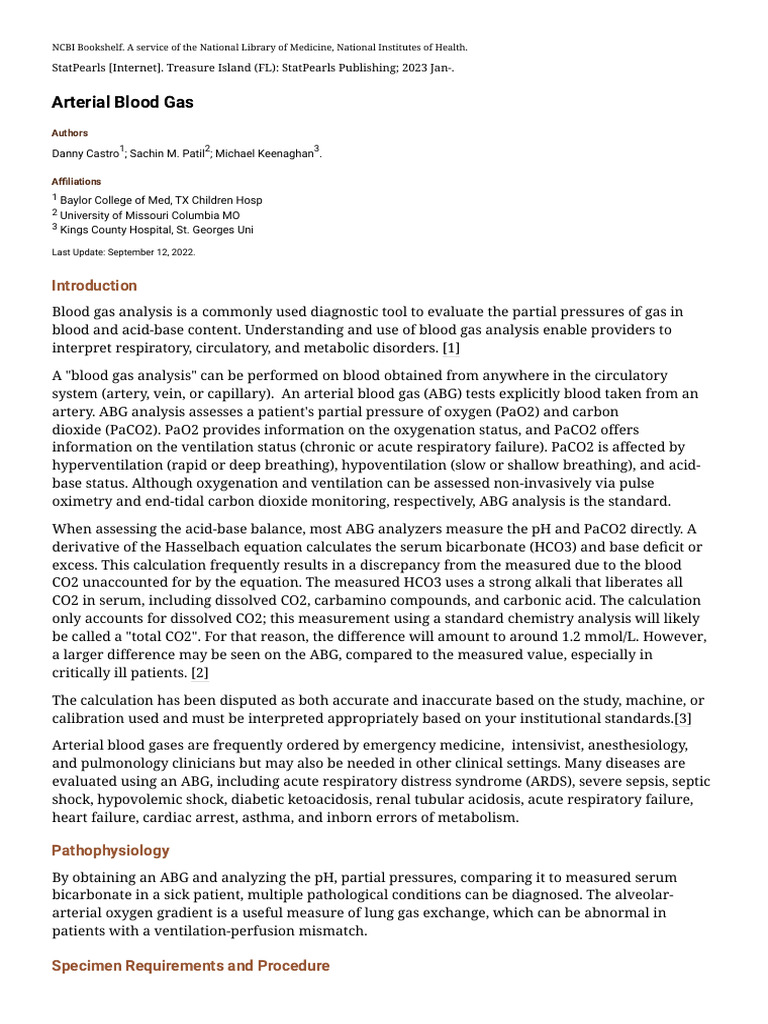 Arterial Blood Gas Interpretation Guide | PDF | Intensive Care Medicine ...