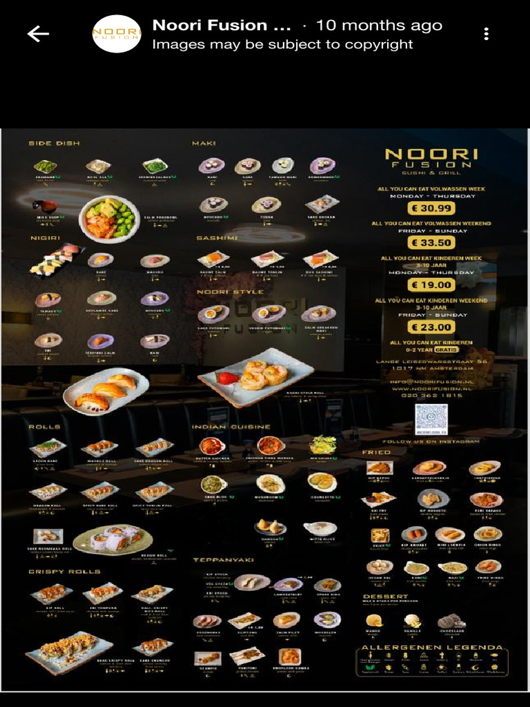 Noori Fusion Menu | PDF