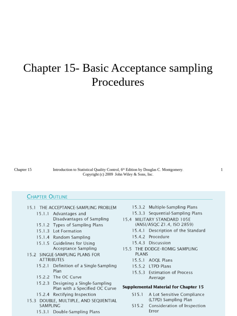 Basic Acceptance Sampling Procedures | PDF | Statistics | Sampling ...