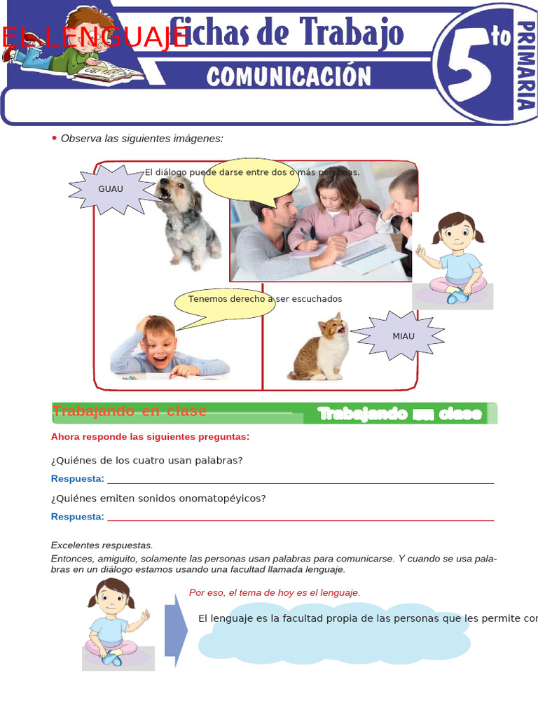 Actividades de Lenguaje para Quinto Grado | PDF | Comunicación humana