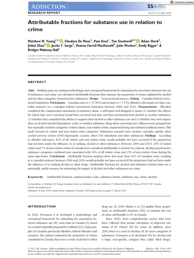 Substance Use's Impact on Crime Rates | PDF | Substance Abuse | Crimes