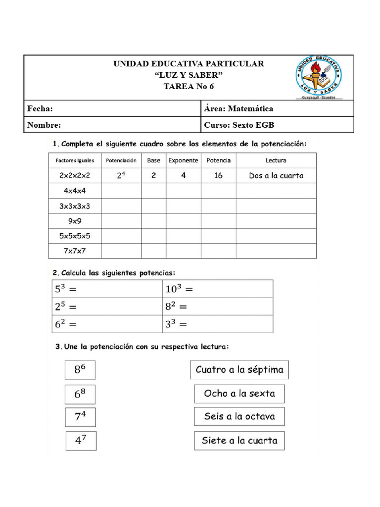 Tarea 6 - Sexto | PDF