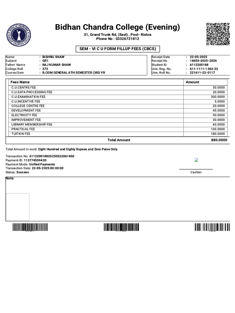 Bishnu Cash Receipt | PDF | Service Industries | Business