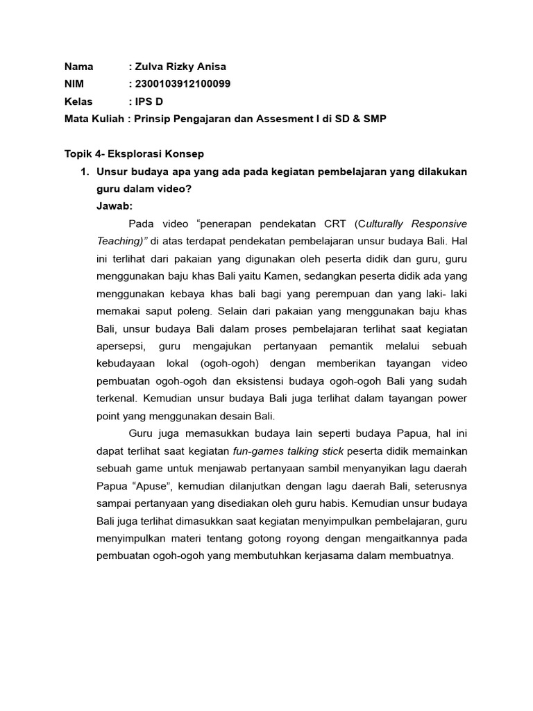 Penerapan Culturally Responsive Teaching di Kelas | PDF