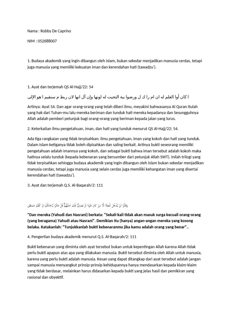 Budaya Akademik dalam Islam: Ilmu dan Iman | PDF