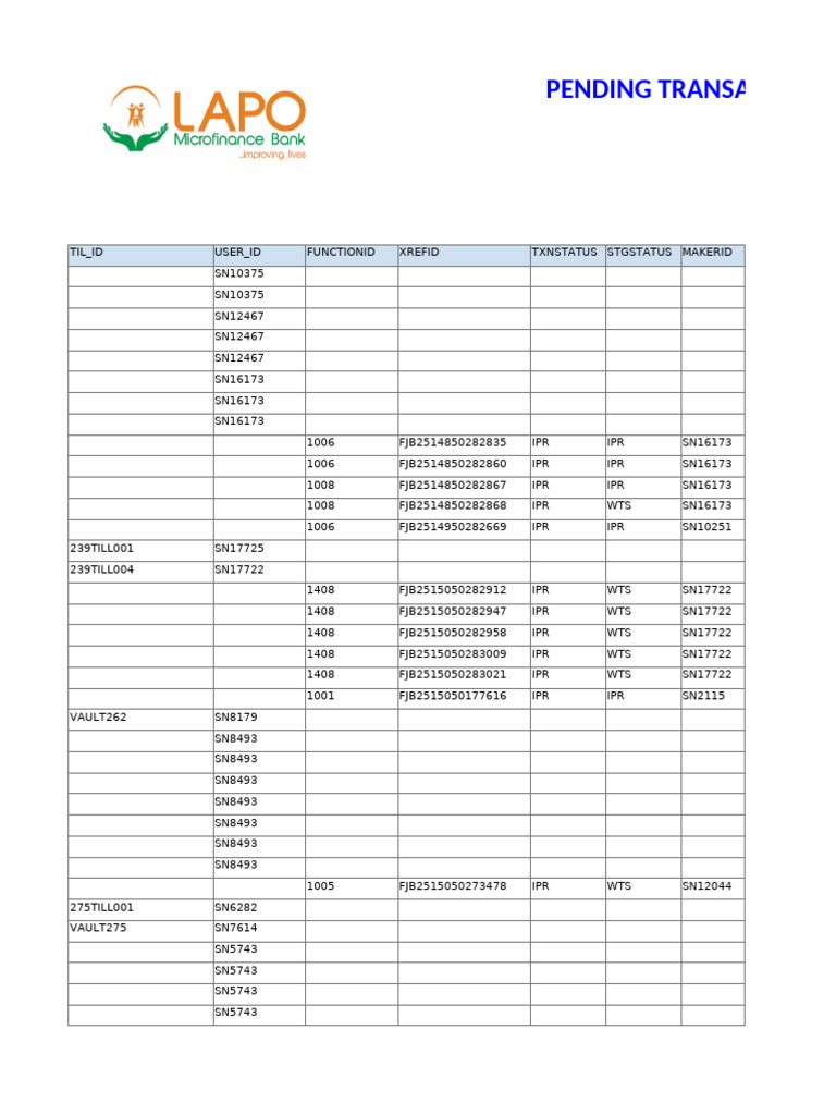 046 B Pending TXN Report Pending TXN | PDF
