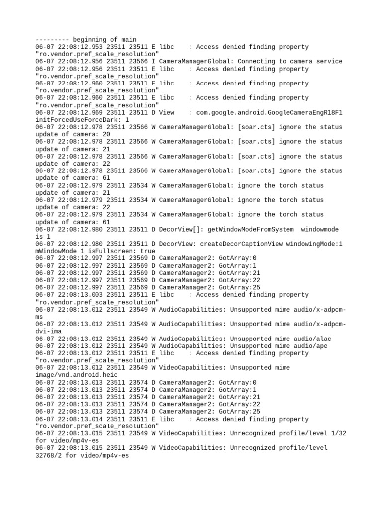 Camera Access Denied Errors Log | PDF | Software Engineering | Computer ...