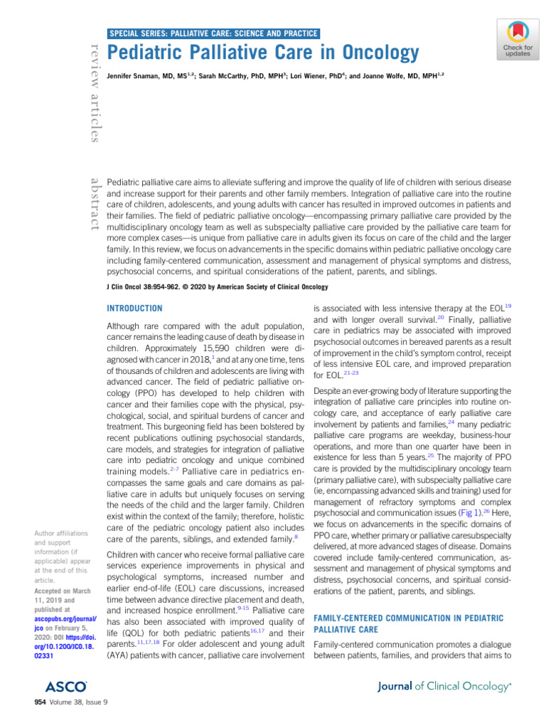 Pediatric Palliative Care in Oncology | PDF | Palliative Care | Grief