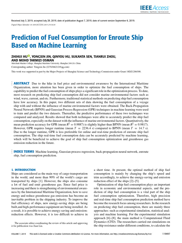 Machine Learning for Ship Fuel Prediction | PDF | Mean Squared Error ...