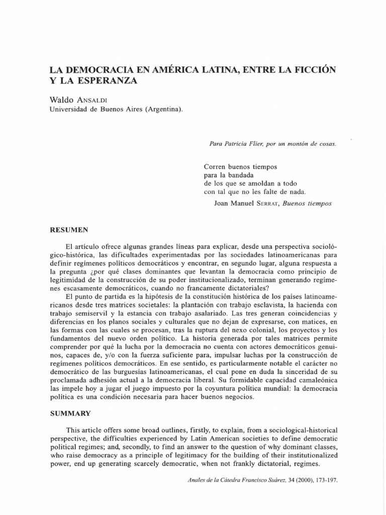 La Democracia en America Latina Entre La | PDF | Democracia ...