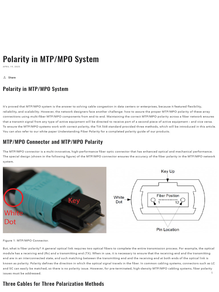 Polarity in MTP - MPO System - DFT TELECOM | PDF | Fiber Optic ...